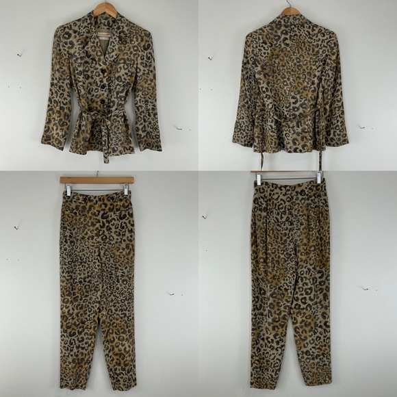 Vintage Dana Buchman Rayon Leopard Print Pantsuit with Tailored Blazer - Picture 5 of 8